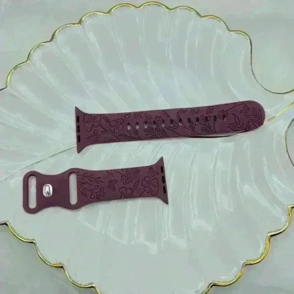 New Floral Design Apple Watch Bands 42mm 44mm 45mm 49mm Violet